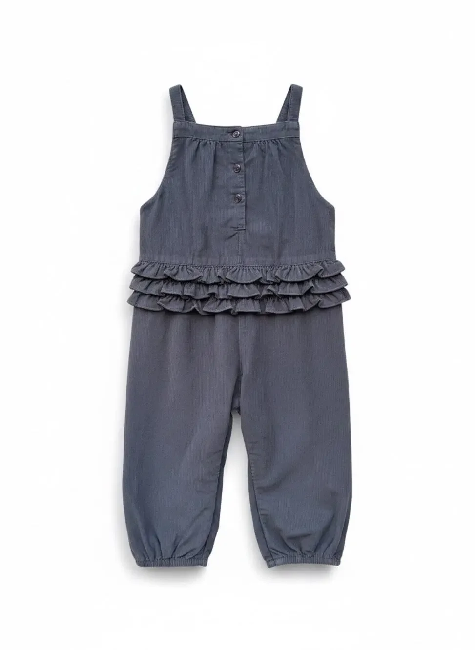 The Little White Company Corduroy Ruffled Jumpsuit, Baby Size 18-24mo, Gray